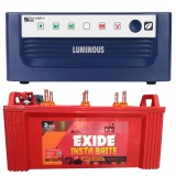 Luminous ECO WATT+ 850 Square Wave Inverter & EXIDE INSTABRITE IB1350 135AH Flate Plate Battery